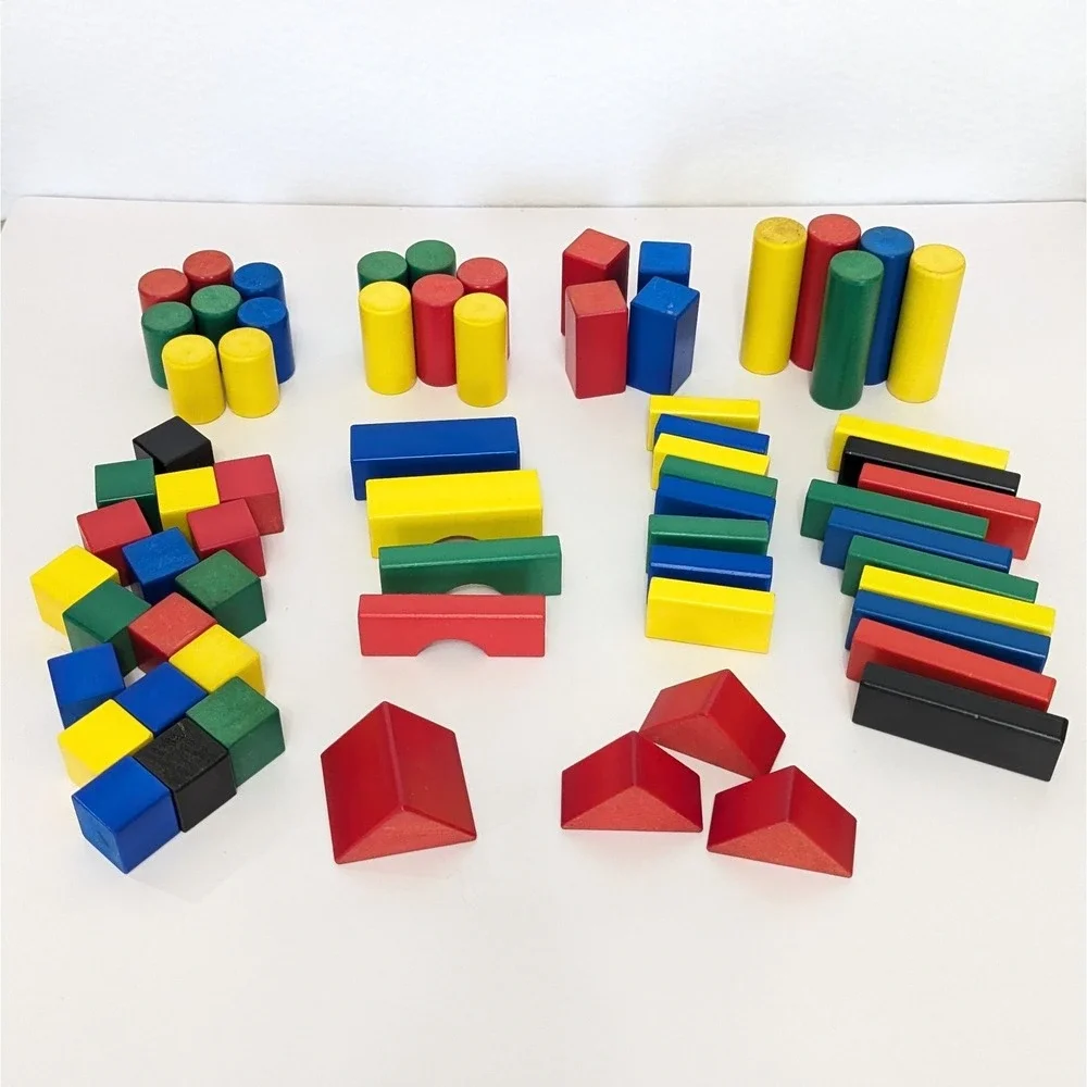 Vtg Discovery Toys Tub O' Blocks Multi-Color 67pc Build Stack Float w/Bucket